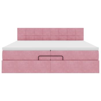 Ottoman-Bett mit Matratze Rosa 200x200 cm Samt