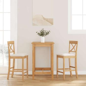ARDEBO.de - Barhocker mit Kissen 2 Stk. Natur Massivholz Gummibaum