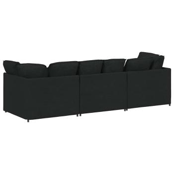 Modulares Sofa mit Kissen Stoff Schwarz