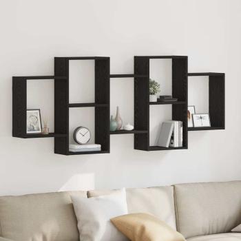 ARDEBO.de - Wandregal Schwarz Eichen-Optik 159x18x65 cm Holzwerkstoff