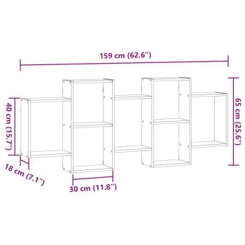 Wandregal Schwarz Eichen-Optik 159x18x65 cm Holzwerkstoff