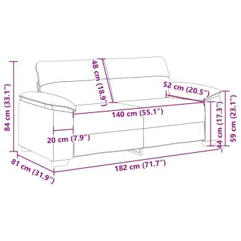 2-Sitzer-Sofa Hellgrau 140 cm Stoff