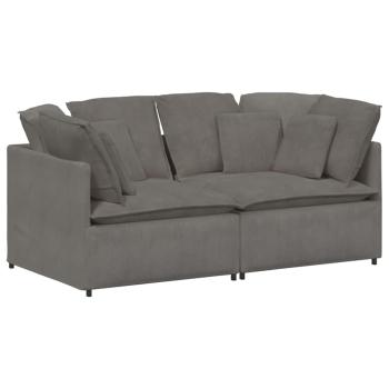 Modulares Sofa mit Kissen Cordstoff Hellgrau