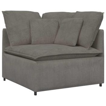 Modulares Sofa mit Kissen Cordstoff Hellgrau