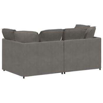 Modulares Sofa mit Kissen Cordstoff Hellgrau