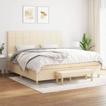 ARDEBO.de - Boxspringbett mit Matratze Creme 200x200 cm Stoff