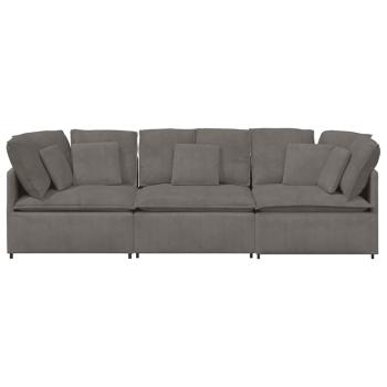 Modulares Sofa mit Kissen Cordstoff Hellgrau