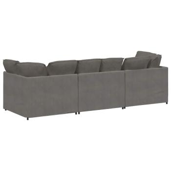 Modulares Sofa mit Kissen Cordstoff Hellgrau
