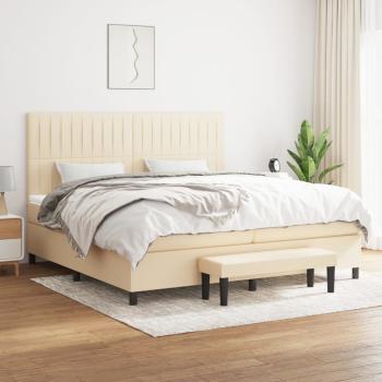 ARDEBO.de - Boxspringbett mit Matratze Creme 200x200 cm Stoff