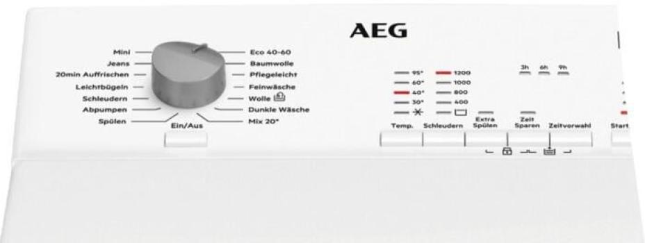 AEG L5TBB30260 6kg Toplader, 40 cm breit, 1200 U/Min, Kindersicherung, ProSense-Mengenautomatik, Startzeitvorwahl, Nachlegefunktion, weiß