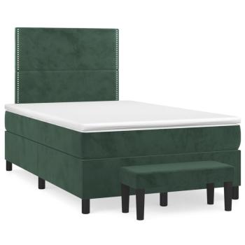 Boxspringbett mit Matratze Dunkelgrün 120x200 cm Samt