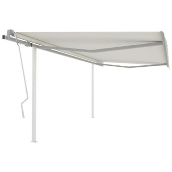 ARDEBO.de - Markise Manuell Einziehbar mit Pfosten 4,5x3 m Creme