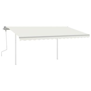 Markise Manuell Einziehbar mit Pfosten 4,5x3 m Creme