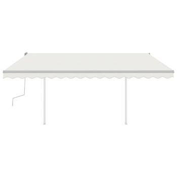 Markise Manuell Einziehbar mit Pfosten 4,5x3 m Creme