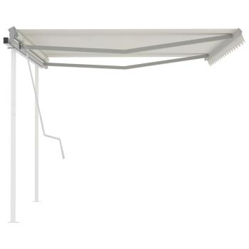 Markise Manuell Einziehbar mit Pfosten 4,5x3 m Creme