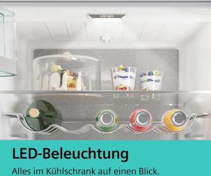 Siemens KI82LNSE0 iQ100 Einbaukühlschrank mit Gefrierfach, Nischenhöhe 177,5 cm, 280 L, Schleppscharnier, super Cooling, safety Glas, vario Zone