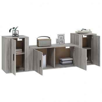 3-tlg. TV-Schrank-Set Grau Sonoma Holzwerkstoff