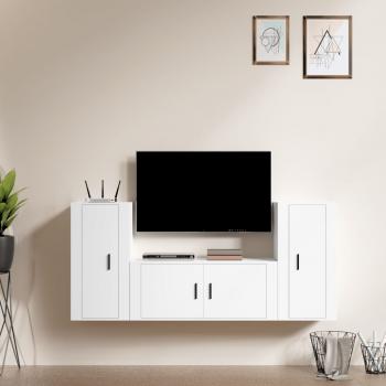 ARDEBO.de - 3-tlg. TV-Schrank-Set Weiß Holzwerkstoff