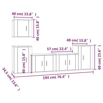 ARDEBO.de - 5-tlg. TV-Schrank-Set Weiß Holzwerkstoff