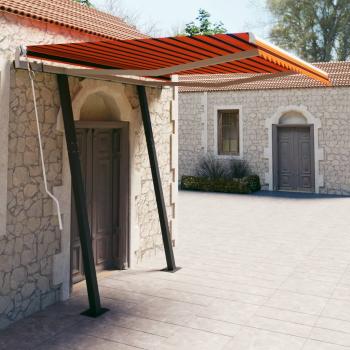 ARDEBO.de - Markise Manuell Einziehbar mit Pfosten 3x2,5 m Orange Braun