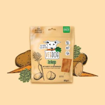 ARDEBO.de VEGDOG Jerkeys Karotten & Buchenrauch 80g  