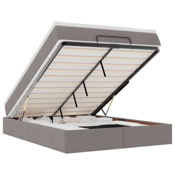 Ottoman-Bett mit Matratze Taupe 140x190 cm Stoff