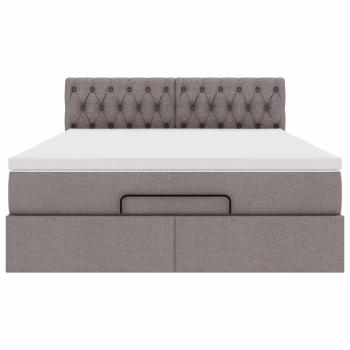 Ottomanische Bett mit Matratze & LEDs Taupe 140x190 cm Stoff