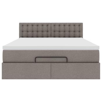 Ottomanische Bett mit Matratze & LEDs Taupe 140x190 cm Stoff