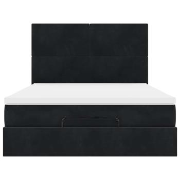 Ottoman-Bett mit Matratzen & LEDs Schwarz 140x190 cm Samt