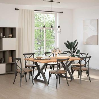 Esstisch mit Baumkanten Hellbraun 180x120x74cm Massivholz Eiche