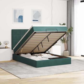ARDEBO.de - Ottoman-Bett mit Matratzen Dunkelgrün 140x190 cm Samt
