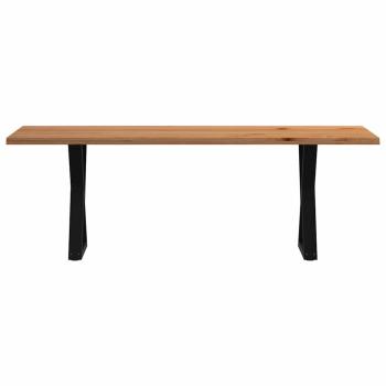 Esstisch mit Baumkanten Hellbraun 220x80x74 cm Massivholz Eiche