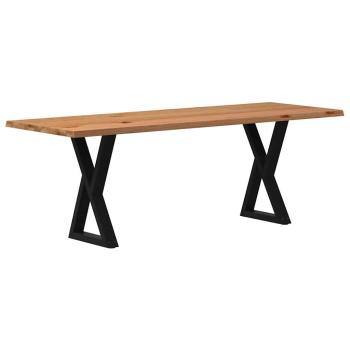 Esstisch mit Baumkanten Hellbraun 220x80x74 cm Massivholz Eiche