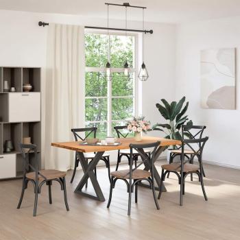 Esstisch mit Baumkanten Hellbraun 180x100x74cm Massivholz Eiche