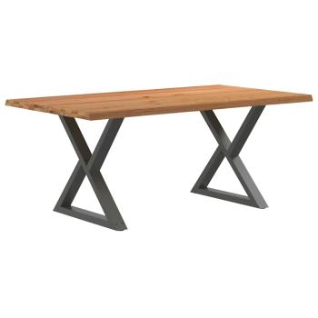 Esstisch mit Baumkanten Hellbraun 180x100x74cm Massivholz Eiche