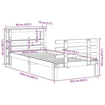 Bettgestell mit Kopfteil ohne Matratze 90x200 cm
