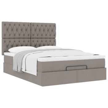 Ottoman-Bett mit Matratze Taupe 140x190 cm Stoff