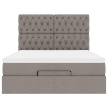Ottoman-Bett mit Matratze Taupe 140x190 cm Stoff