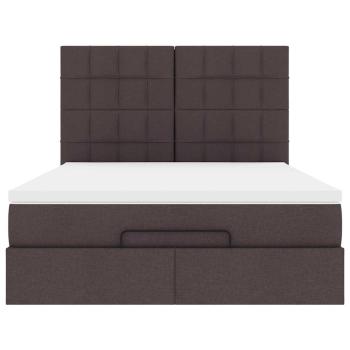 Ottoman-Bett mit Matratze & LEDs Dunkelbraun 140x190 cm Stoff