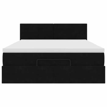 Ottoman-Bett mit Matratze Schwarz 140x190 cm Samt