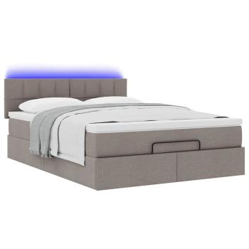 Ottomanische Bett mit Matratze & LEDs Taupe 140x190 cm Stoff