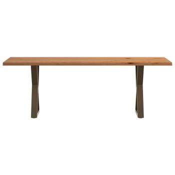 Esstisch mit Baumkanten Hellbraun 220x80x74 cm Massivholz Eiche