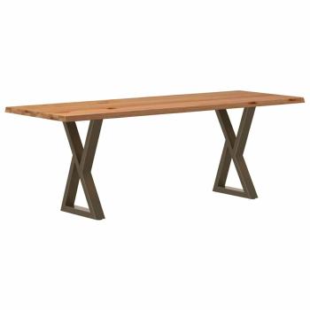 Esstisch mit Baumkanten Hellbraun 220x80x74 cm Massivholz Eiche