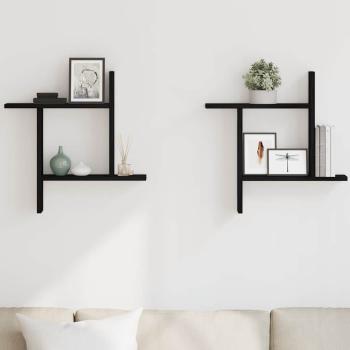 Wandregale 2 Stk. Schwarz Eichen-Optik 50x12x50cm Holzwerkstoff