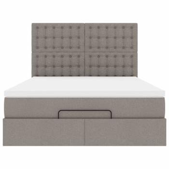 Ottoman-Bett mit Matratze Taupe 140x190 cm Stoff