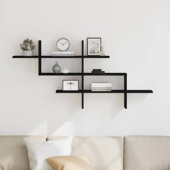 Wandregal Schwarz Eichen-Optik 124,5x18x60,5 cm Holzwerkstoff