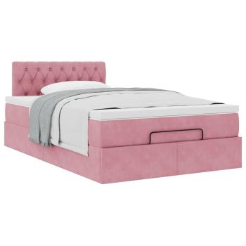 Ottoman-Bett mit Matratze Rosa 120x200 cm Samt