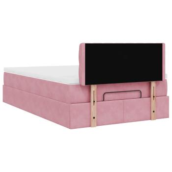 ARDEBO.de - Ottoman-Bett mit Matratze & LEDs Rosa 120x200 cm Samt
