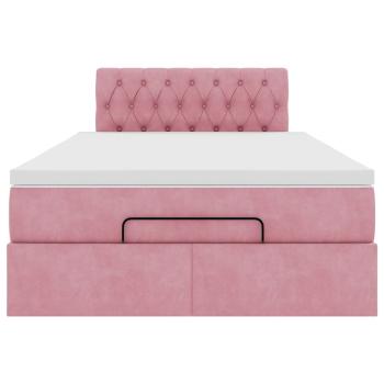 Ottoman-Bett mit Matratze & LEDs Rosa 120x200 cm Samt