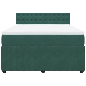 Boxspringbett mit Matratze Dunkelgrün 140x190 cm Samt